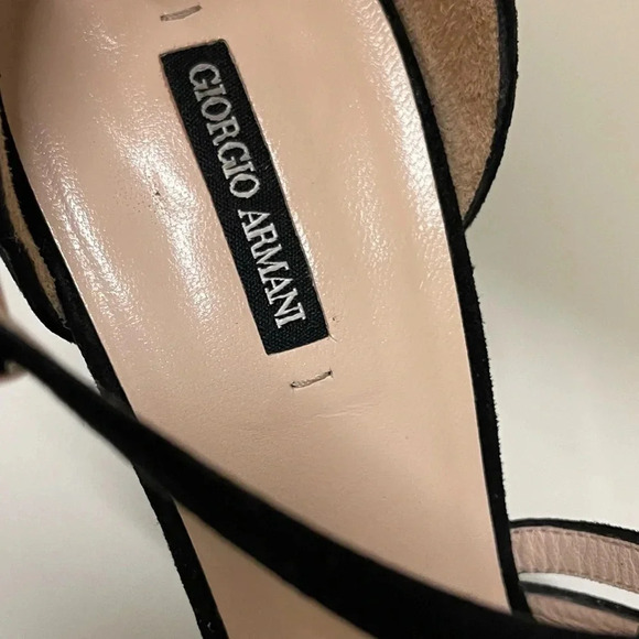 Vintage Y2K  GIORGIO ARMANI High-heeled, kitten Suede-leather sandals Size 37 - Picture 5 of 9